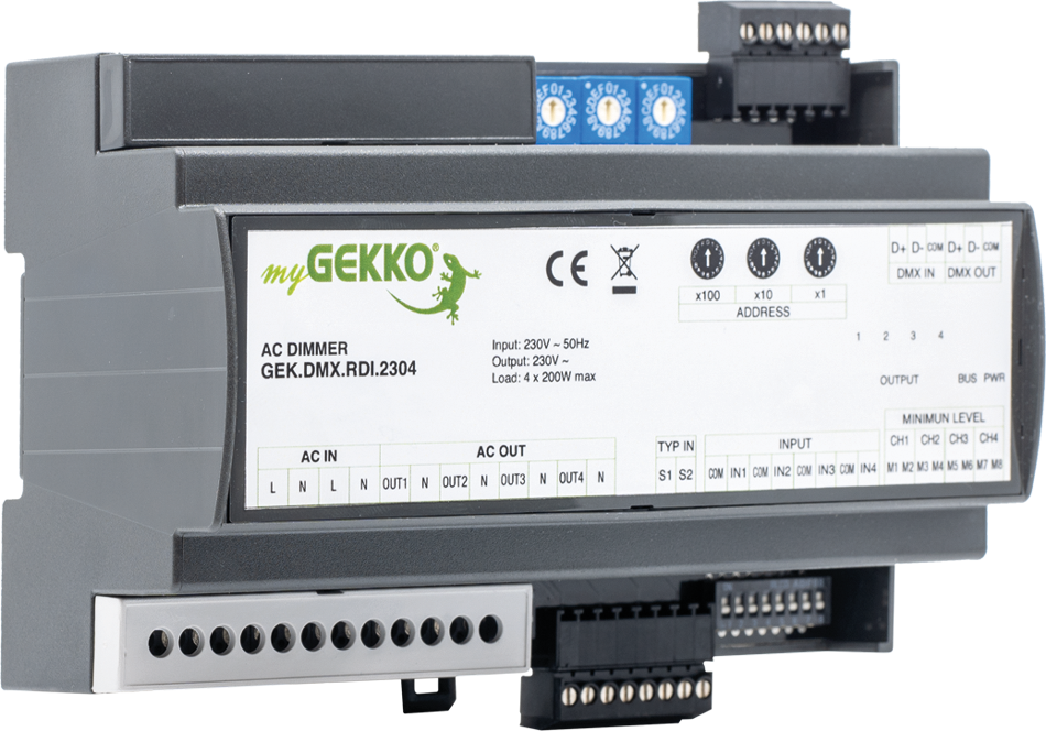 DMX Dimmer REG 4 Kanal 230V/200W